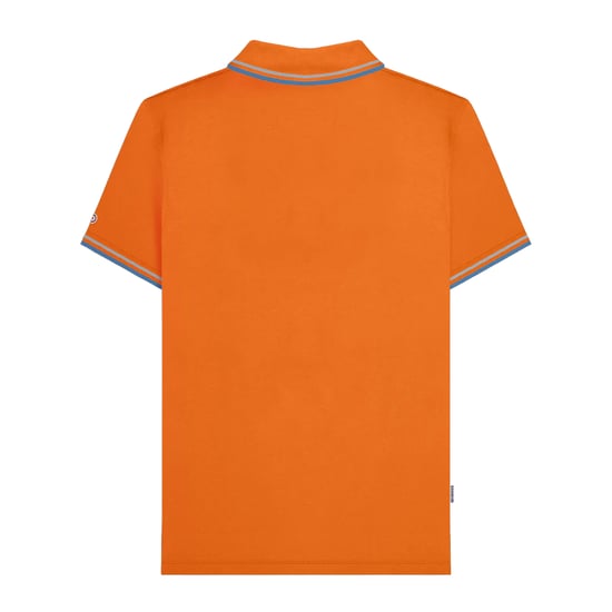 Lambretta Heren SS25 Twin Tip Poloshirt (Oranje/hemelblauw) - Image 2