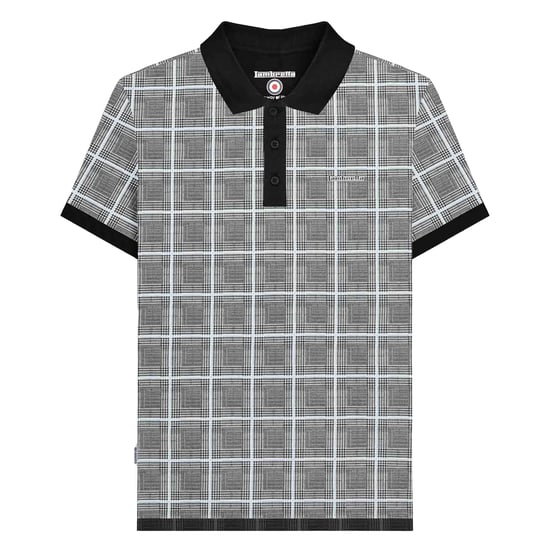 Lambretta Heren SS25 Prins van Wales geruit Big & Tall Poloshirt (Wit) - Image 1