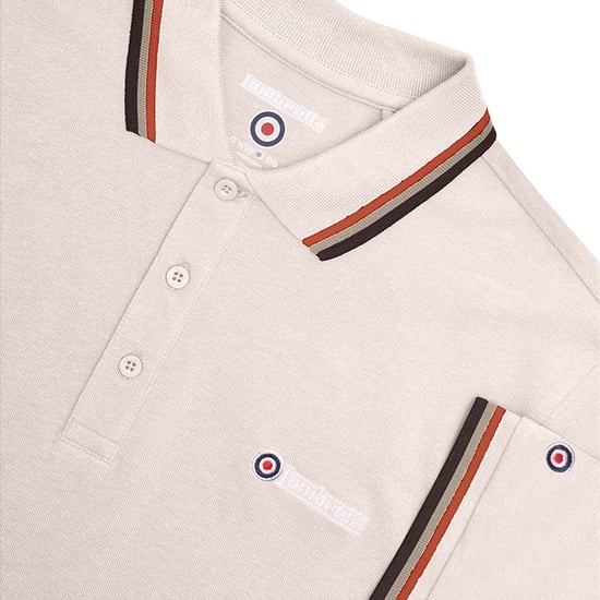 Lambretta Heren SS25 Driekleurige Poloshirt (Havermout) - Image 2