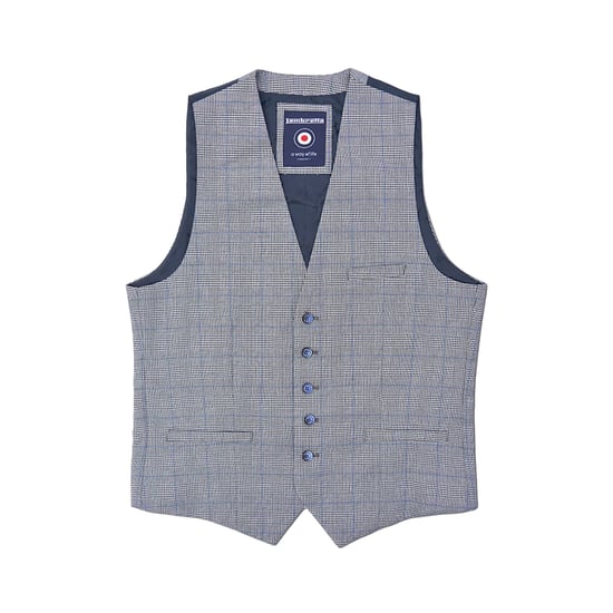 Lambretta Heren George Prince Of Wales Geruite Waistcoat (Grijs) - Image 1