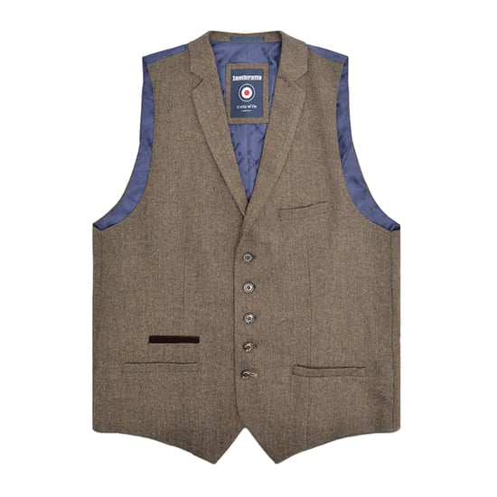 Lambretta Heren Morgan Herringbone Gilet (Bruin) - Image 1