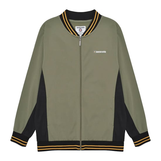 Lambretta Heren Vintage Track Jacket (Kaki Groen/Zwart/Goud) - Image 1