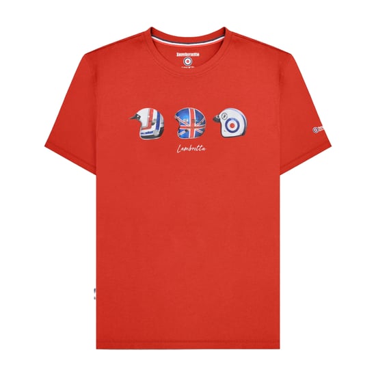Lambretta Heren SS25 Helm T-Shirt (Rood) - Image 1
