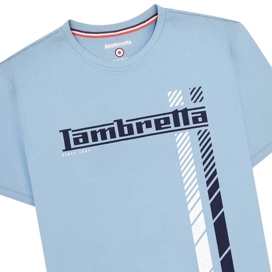 Lambretta Heren SS25 Racing Stripe Big & Tall T-Shirt (Hemelsblauw) - Image 3