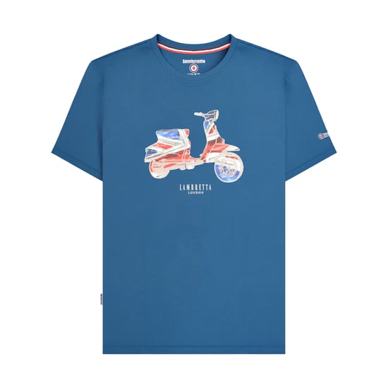 Lambretta Heren Scooter Vlag Groot & Lang T-shirt (Donkerblauw) - Image 1