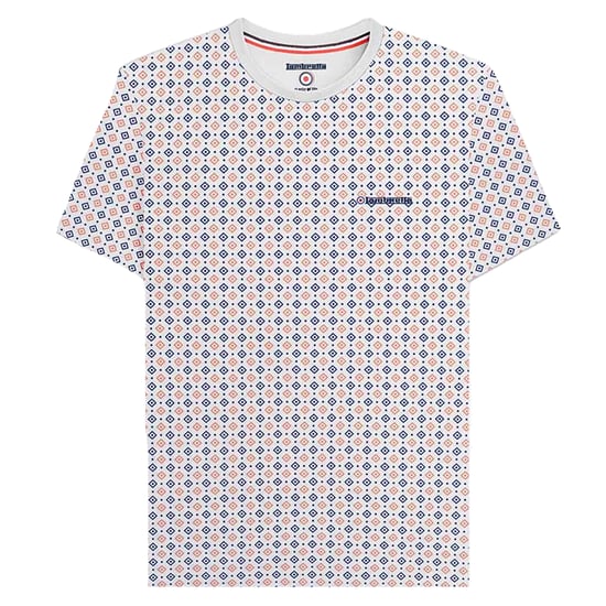 Lambretta Heren SS24 Geometrisch T-shirt met all-over print (Wit) - Image 1