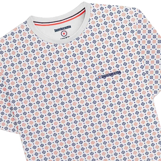 Lambretta Heren SS24 Geometrisch T-shirt met all-over print (Wit) - Image 3