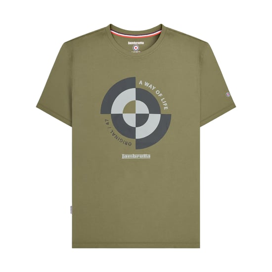 Lambretta Heren Target Kwadrant Groot & Lang T-Shirt (Khaki) - Image 1