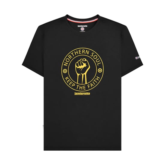 Lambretta Heren Northern Soul Groot & Lang T-shirt (Zwart/Goud) - Image 1