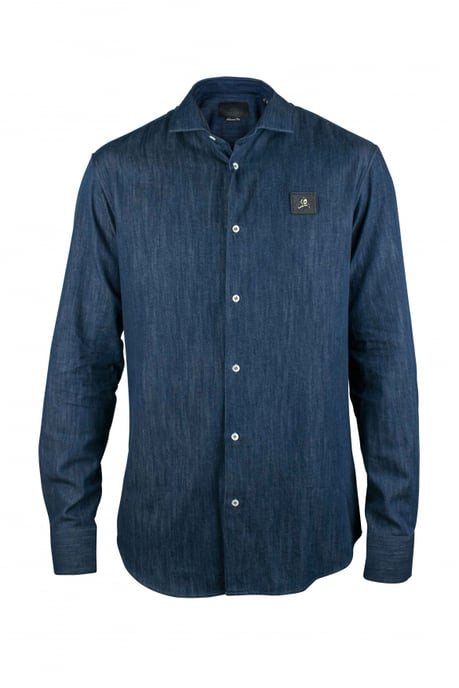 Philipp Plein Diamond Cut LS Skull Overhemd Blauw - Image 1