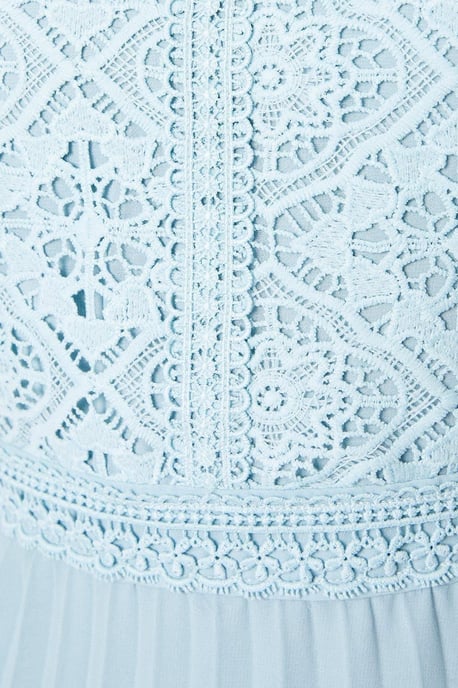 Lace Puff Sleeve Pleated Midi Dress - Image 5