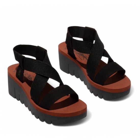 Fly London Dames YABI922FLY Zwarte Baksteen Cupido Leren Sandalen Espadrille Platform Wedges - Image 2