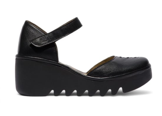 Fly London Dames Zwarte BISO305FLY Wedges Sandalen Espadrille Band Hakken - Image 1