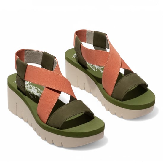 Fly London Dames YABI922FLY Groen Rose Goud Cupido Leren Sandalen Espadrille Platform Wedges - Image 2