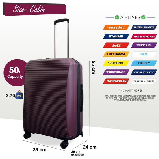 Uitbreidbare bordeauxrode harde PP 8-wiel bagage reiskofferset voor handbagage en vakantie - Image 4