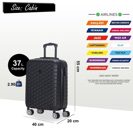 Uitbreidbare zwarte harde ABS-koffer met 8 wielen, reiskoffer, handbagage en vakantiekoffer - Image 4