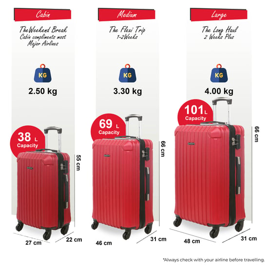 Harde koffer met rode ABS-schaal en 8 wielen - Image 2