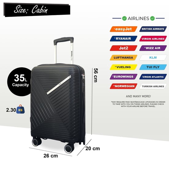 Robuuste harde zwarte koffer met 8 wielen voor op reis of op vakantie - Image 4