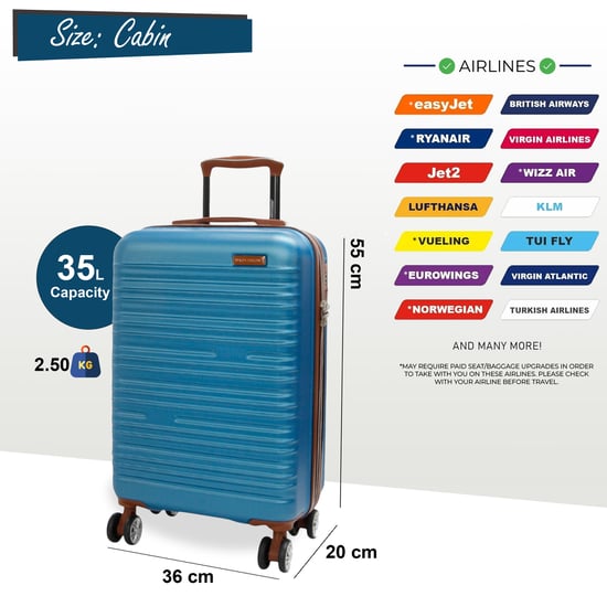 Uitbreidbare blauwe harde ABS koffer met 8 wielen, robuuste reiskoffer voor vakanties - Image 4