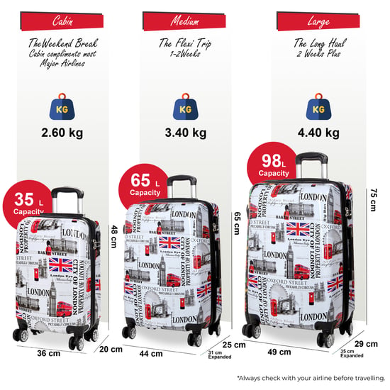Uitbreidbare harde schaal witte Londen print 8 wielen reiskoffer - Image 2