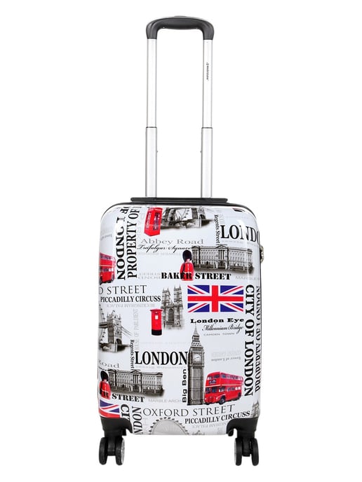 Uitbreidbare harde schaal witte Londen print 8 wielen reiskoffer - Image 5