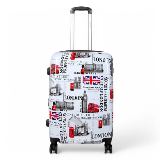 Uitbreidbare harde schaal witte Londen print 8 wielen reiskoffer - Image 6