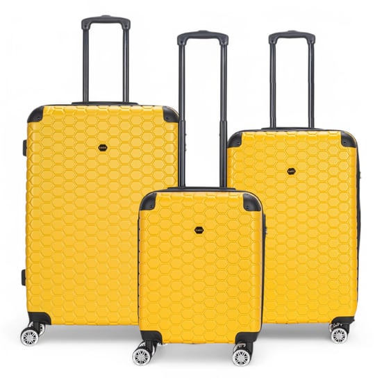 Uitbreidbare gele harde ABS-koffer met 8 wielen, reiskoffer, handbagage en vakantiekoffer - Image 1