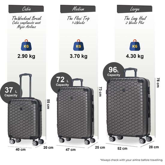 Uitbreidbare houtskoolzwarte harde ABS-koffer met 8 wielen, reiskoffer, handbagage en vakantiekoffer - Image 2