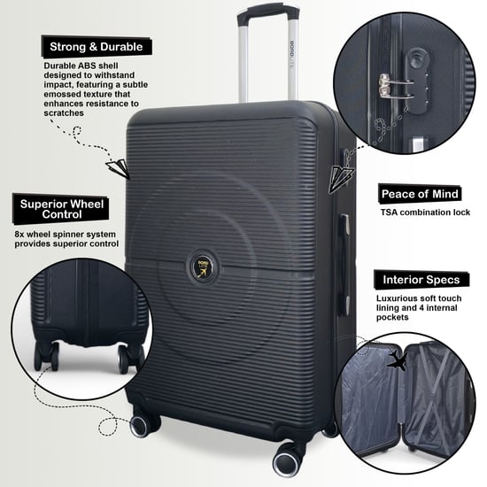 Robuuste ABS harde schaal zwarte 8 wielen bagage reiskoffer - Image 3