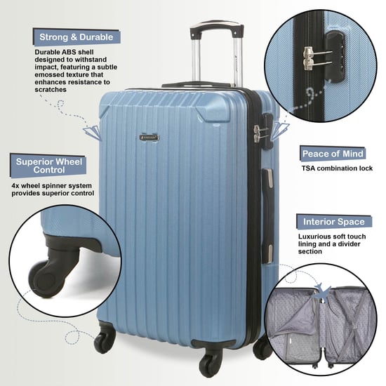 Harde koffer met 8 wielen, blauw ABS, reiskoffer - Image 3