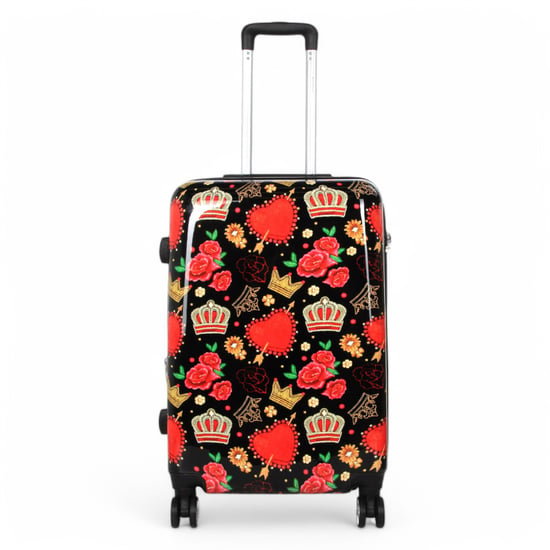 Uitbreidbare harde schaal zwarte rozen 8 wielen koffer print bagage - Image 6