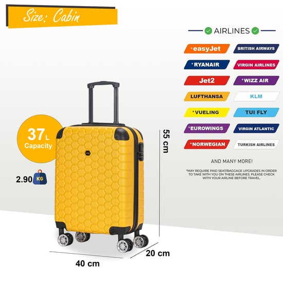 Sterke ABS hardshell handbagagekoffer 55 x 40 x 20 cm Bagage geschikt voor Easyjet, Ryanair - Image 2