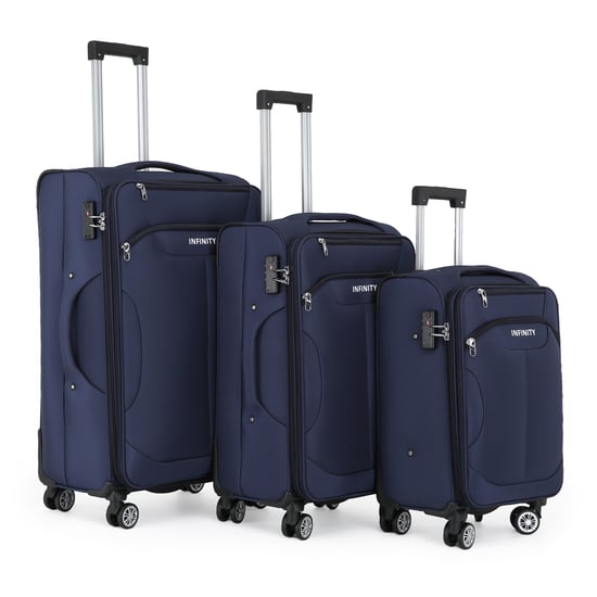 Blauwe zachte koffer 8-wiel bagageset TSA lichte handbagage handbagage - Image 4