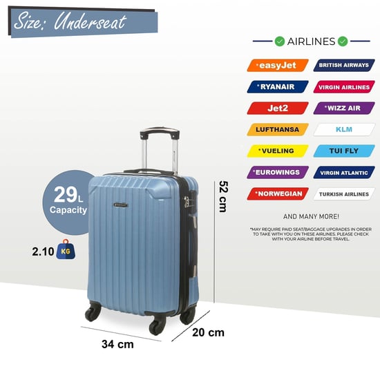 Harde koffer met blauwe ABS-behuizing en 8 wielen voor onder de stoel - Image 2