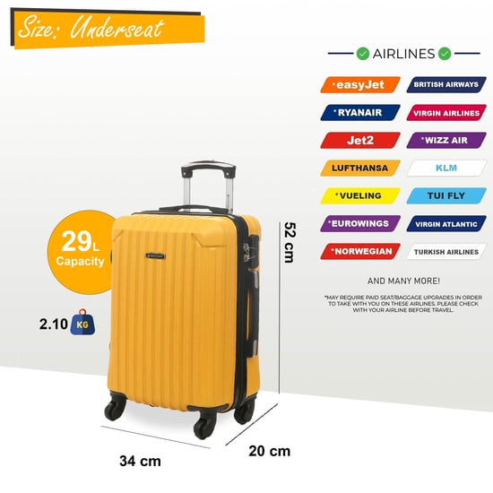 Harde koffer met 8 wielen, geel ABS, geschikt voor handbagage - Image 2