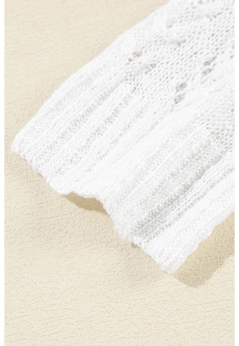 Witte Solide Open Gebreide Cardigan - Image 3