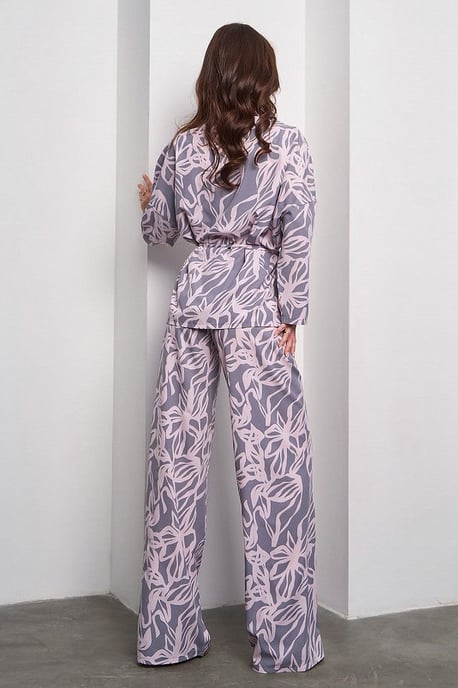 Dag Dames Geweven Set (Blouse & Broek) in Grijs - Image 2