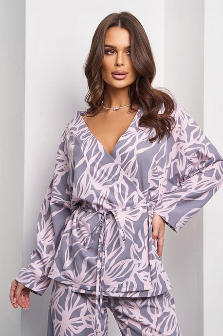 Dag Dames Geweven Set (Blouse & Broek) in Grijs - Image 4