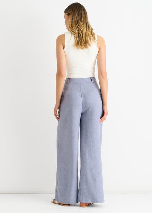 Linnenlook broek met hoge taille en wijde pijpen - Image 4