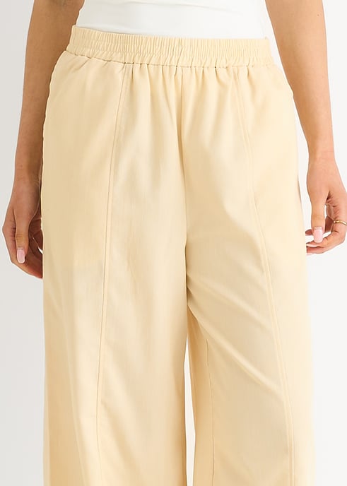 Crème broek met elastische taille - Image 2