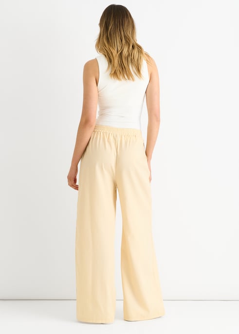 Crème broek met elastische taille - Image 4