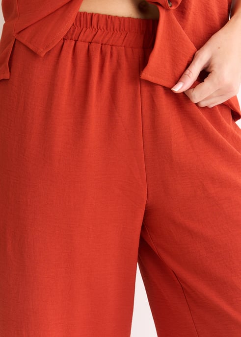 Roest Elastische Taille Broek Wijde Pijpen - Image 2