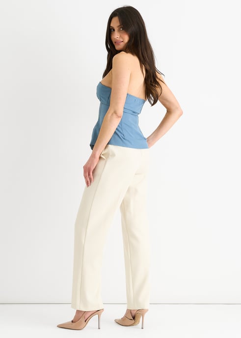 Blauw naaddetail bandeau topje met rits - Image 3