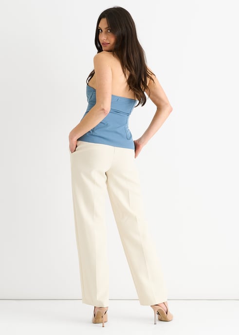 Blauw naaddetail bandeau topje met rits - Image 4