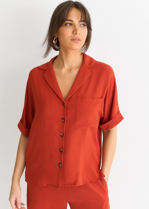 Rust Luchtstroom Oversized Shirt Top - Image 2