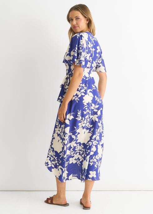 Viscose Bloemen Wikkel Midi Dress - Image 3