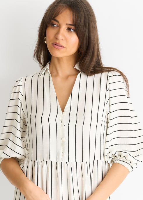 Witte streep viscose smock maxi jurk - Image 2