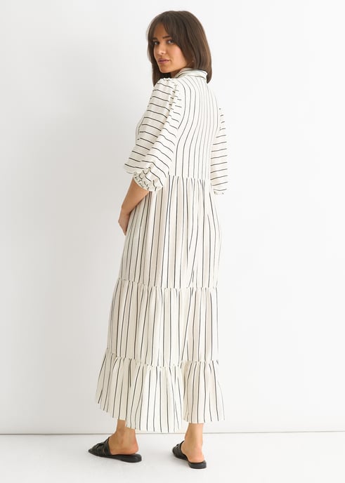 Witte streep viscose smock maxi jurk - Image 4