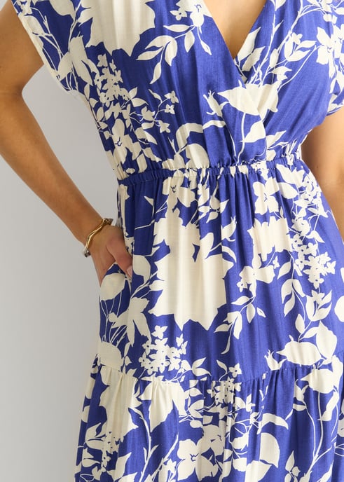 Blauwe Elastische Taille Maxi Dress - Image 2