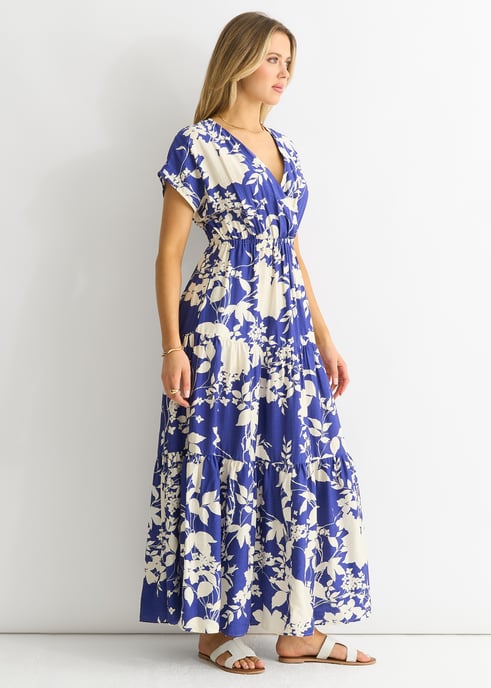 Blauwe Elastische Taille Maxi Dress - Image 3
